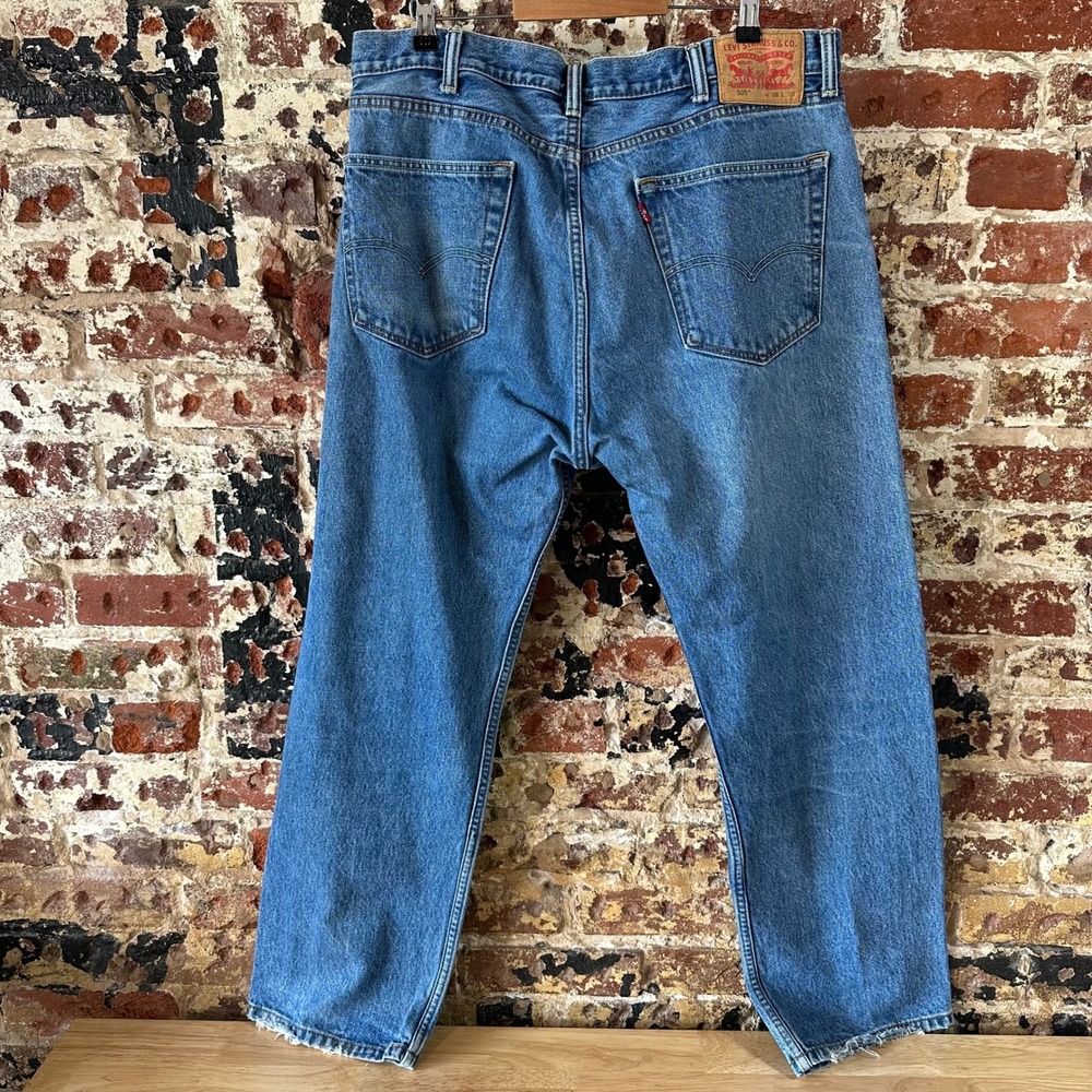 Levis 505 Jeans Mens 38x30 Regular Zip fly Blue denim Levi's - Picture 6 of 16